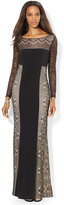 Thumbnail for your product : Lauren Ralph Lauren Long-Sleeve Boat-Neck Lace Gown