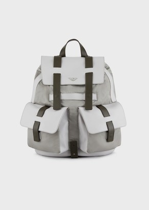 Emporio Armani Tech Fabric Backpack With Boarded Leather Details