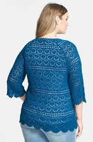 Thumbnail for your product : Lucky Brand 'Sapphire' Crochet Tunic (Plus Size)