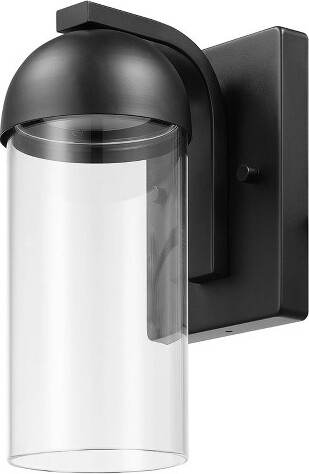 Globe Electric GlobeElectric12WLEDIntegratedMatteBlackOutdoorWallSconcewithClearGlassShade:ETLListedDimmableMetalBody