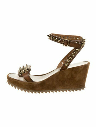 Pedro Garcia Suede Studded Accents Sandals Brown