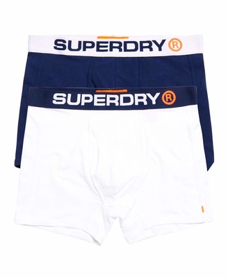Superdry Sport Boxer Shorts Underwear Double Pack Optic White/Richest Navy (Small)
