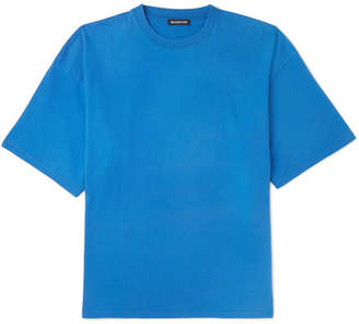 Balenciaga Oversized Printed Cotton-Jersey T-Shirt - Men - Blue