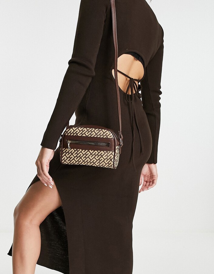 ASOS DESIGN half moon cross body camera bag in monogram print ShopStyle