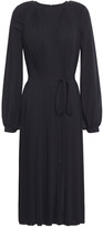 Thumbnail for your product : Nina Ricci Belted Paneled Pleated Hammered-crepe Dress