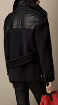Thumbnail for your product : Burberry Oversize Pea Coat with Leather Detail
