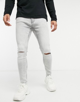 Bershka super skinny jeans in light wash grey - ShopStyle