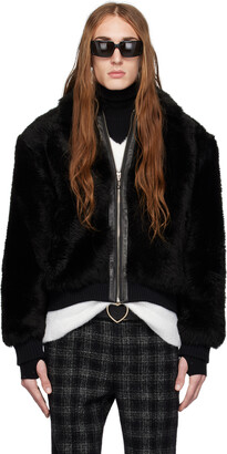 Ernest W. Baker Black Spread Collar Shearling Jacket - ShopStyle