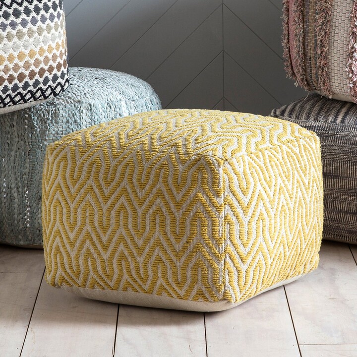 Dunelm Stromstad Pouffe Yellow/White ShopStyle Armchairs & Recliners