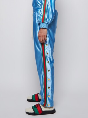 Gucci Shiny Jersey Jogging Trousers With Web - ShopStyle Pants