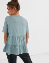 Thumbnail for your product : ASOS DESIGN tiered smock top with short sleeve