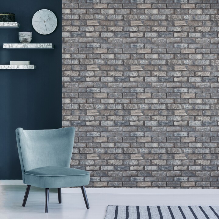 Dunelm Loft Brick Wallpaper Grey ShopStyle Decor