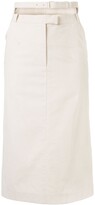 Thumbnail for your product : pushBUTTON Double-Waistband Pinstriped Midi Skirt