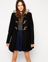 Thumbnail for your product : ASOS COLLECTION Faux Fur Hooded Duffle Coat