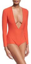 Thumbnail for your product : SOLACE London Amber Long-Sleeve Bodysuit, Red
