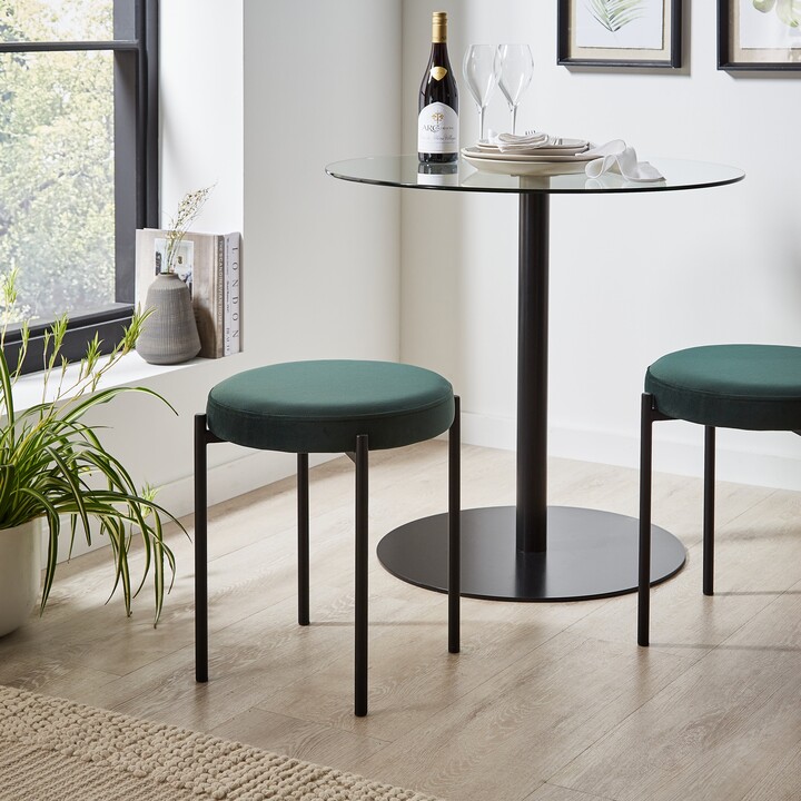 Dunelm Gianna Velvet Stacking Stool Green ShopStyle