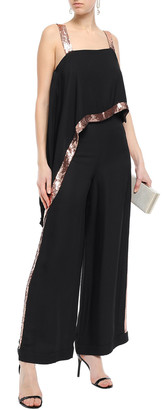 Temperley London Sycamore Sequin-trimmed Twill Wide-leg Pants