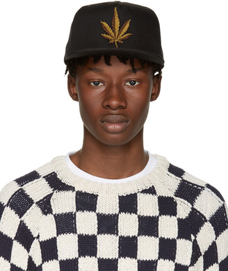 Palm Angels Black Embroidered Weed Cap