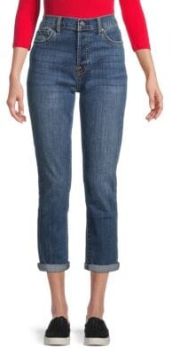 7 For All Mankind Denim Josefina Crystal-embellished Jeans in Blue Womens Clothing Jeans Capri and cropped jeans 