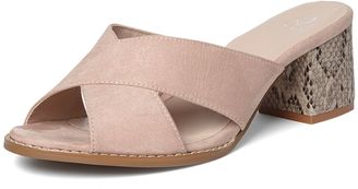 Evans Pink Cross Front Mule Sandals