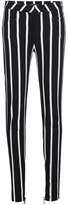 Balmain high waist stripe cotton blend skinny trousers