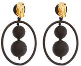 Thumbnail for your product : Oscar de la Renta Cotton And Bead Embellished Drop Earrings - Womens - Black