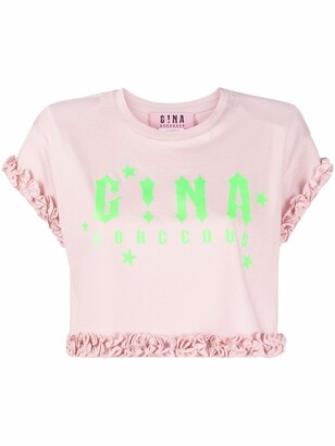 Gina logo-print cropped T-shirt