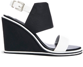 Thumbnail for your product : Senso Olive White/ Black Colour Block Wedge Sandals