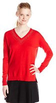 Thumbnail for your product : Chaus Women's Long Sleeve Embellished V-Neck Pullover Sweater