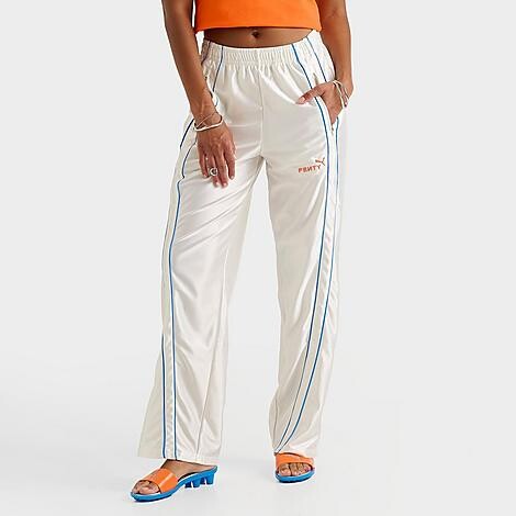 Puma Women's FENTY x T7 Piping Track Pants in Warm White/Blue | Size: Medium