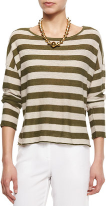 Eileen Fisher Wide Striped Box Top, Petite