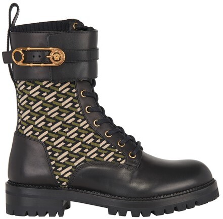 Versace Greca combat boots - ShopStyle