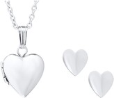 Thumbnail for your product : Mignonette Sterling Silver Heart Locket Necklace & Earrings Set