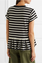 Thumbnail for your product : The Great The Ruffle Striped Cotton-jersey T-shirt - Black