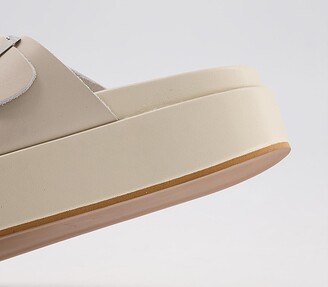 Office Meditation Footbed Flatform Sandals Off White Leather