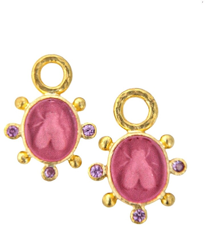 Elizabeth Locke Mosca 19K Yellow Gold, Venetian Glass Intaglio & Pink  Sapphire Earring Charms - ShopStyle