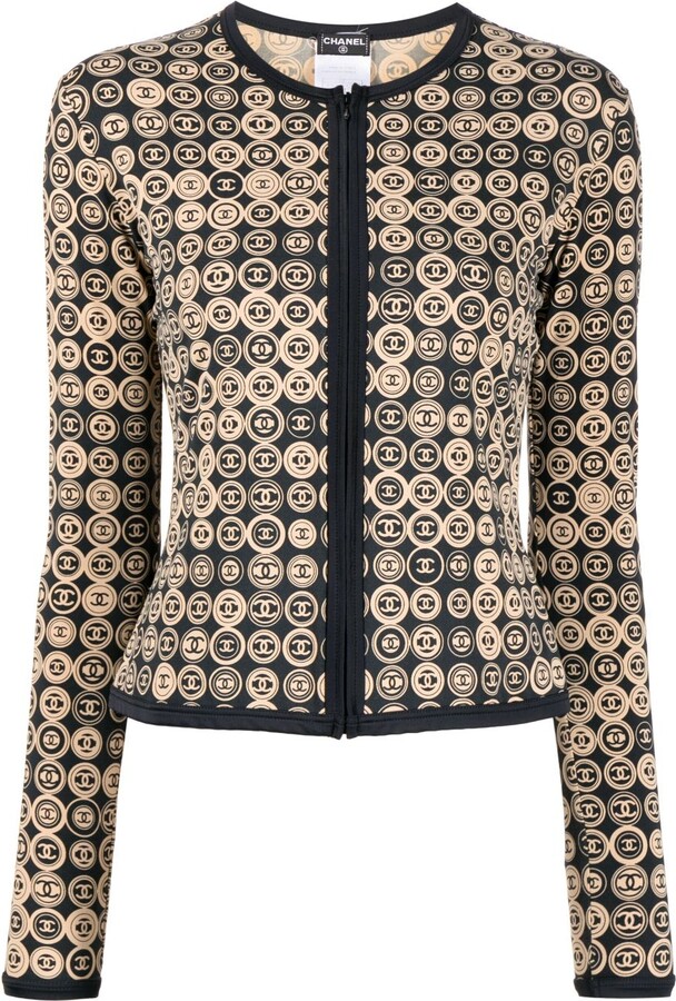 CHANEL Pre-Owned logo jacquard cashmere cardigan set, Brown