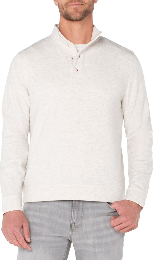 Liverpool Quarter Button Mock Neck Top