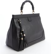Thumbnail for your product : Gucci Black Leather Bamboo Top Handle Tote