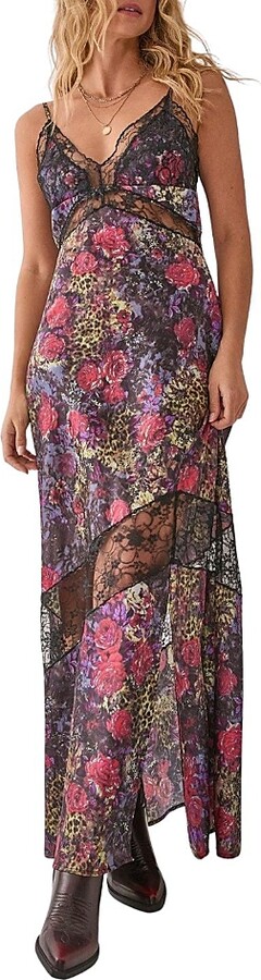 Nasty Gal Satin Lace Maxi Slip Dress