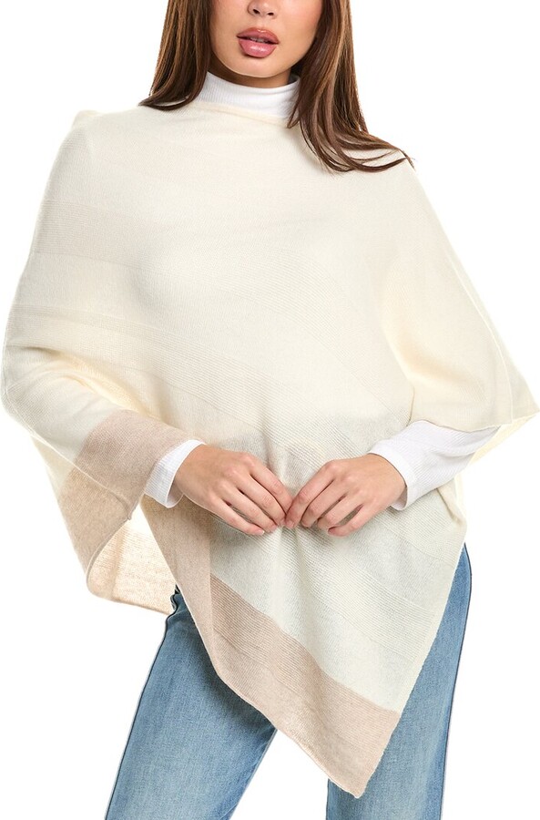 Forte Cashmere Border Stripe Cashmere Poncho