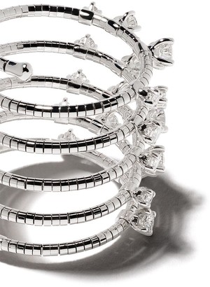 Mattia Cielo 18kt rhodium plated white gold and titanium Signature diamond ring
