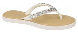 Savannah Womens/Ladies Toe Post Crushed Glitter Diamante Trim Sandals (8 US)