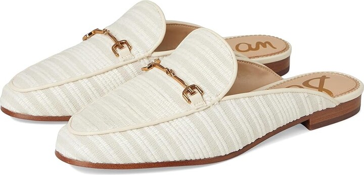 Sam Edelman Linnie Women's Clog/Mule Shoes White/Natural Striped Linen : 9 M, Leather