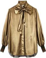 Thumbnail for your product : By Malene Birger Charani Pussybow Shirt - Gold