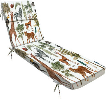Outdoor Indoor 3'' Lounge Patio Cushion Tropical tree elements such as palm monstera animals Water-Resistant Chaise Lounge Cushion for Chair Patio Fu