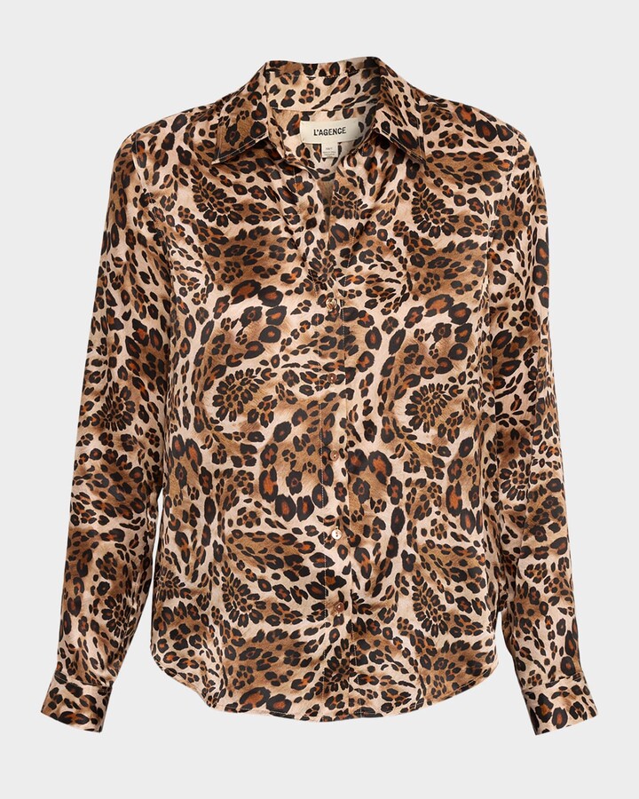 L'Agence Tyler Printed Long-Sleeve Silk Blouse