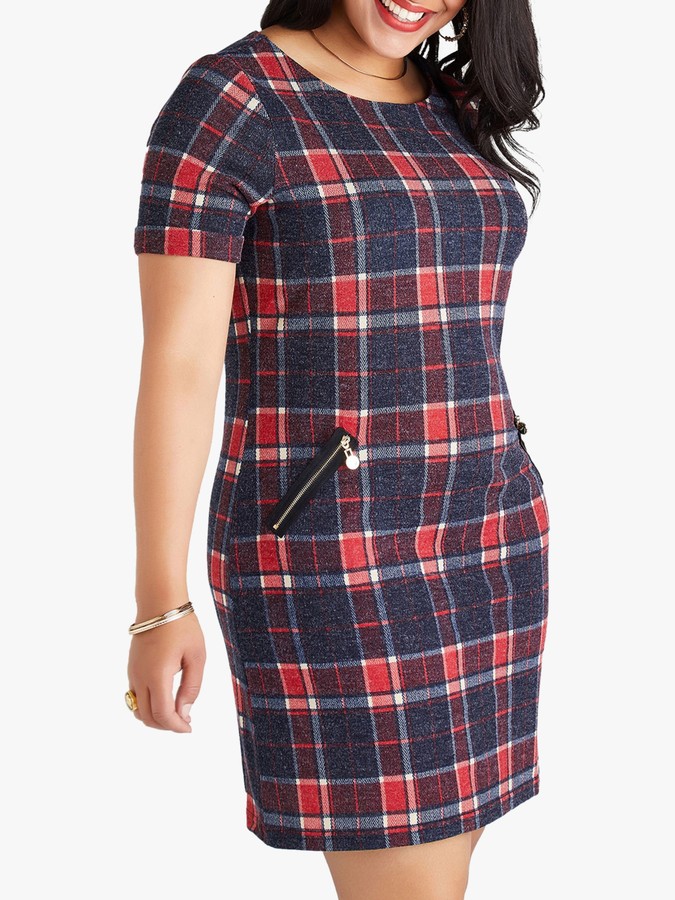 red check tunic dress