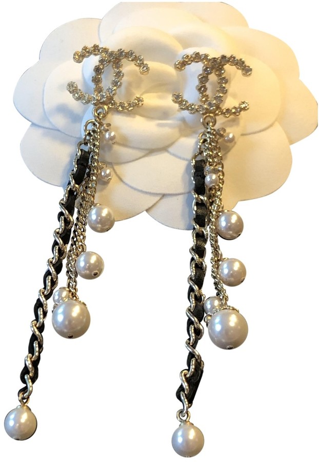 Chanel CC Gold Metal Earrings