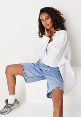 white denim boyfriend shorts